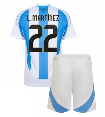 Argentina Lautaro Martinez #22 Hemmatröja Barn Copa America 2024 Kortärmad (+ Korta byxor)